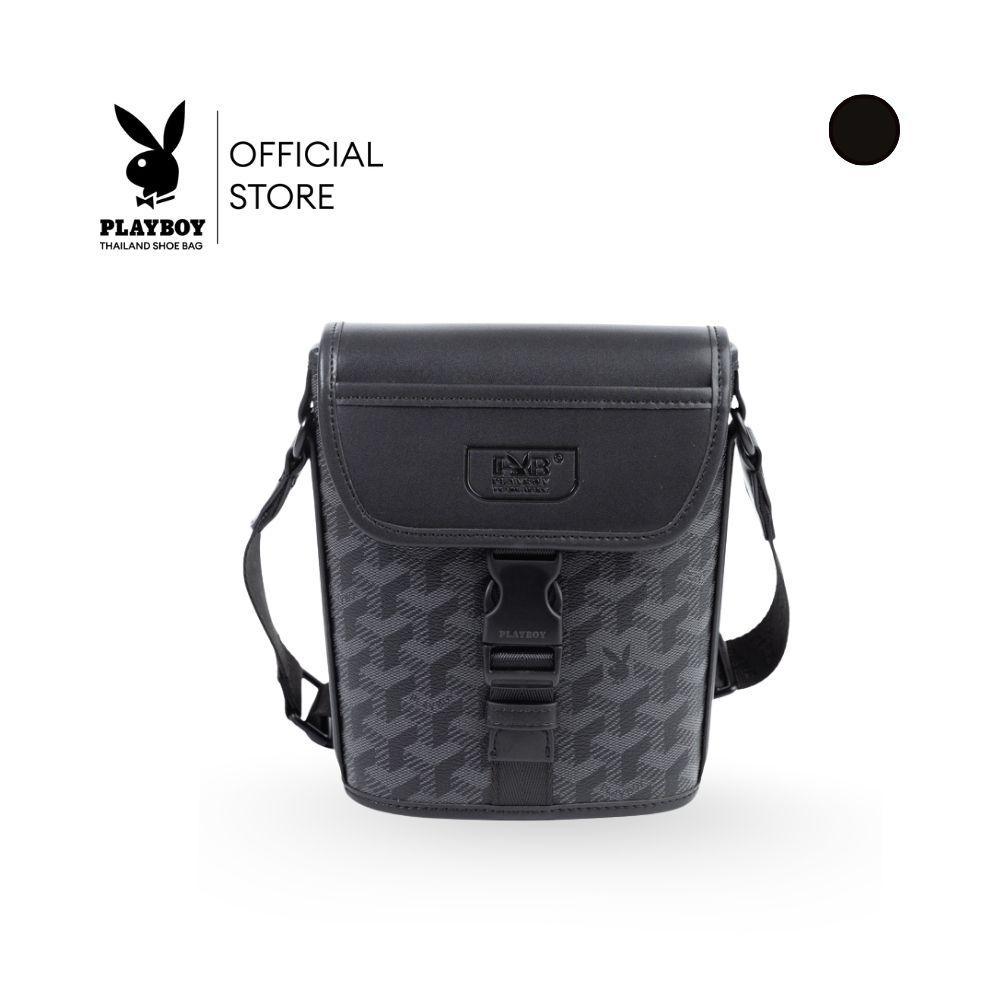 Playboy รุ่น Matin Phone Bag กระเป๋าสะพายข้าง รหัส ST-B261PBM338-BK ดีไซน์ลาย Monogram สีShadow Black