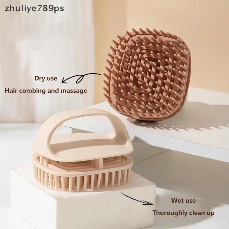 Zhuliye789ps] แปรงแชมพูอาบน้ํานวดหนังศีรษะหวีทําความสะอาดหนังศีรษะในครัวเรือนรังแคแปรงอาบน้ําร้านทํา