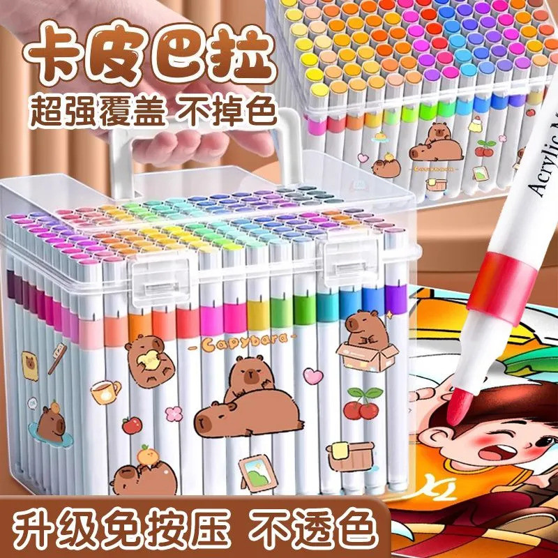 ปากกามาร์กเกอร์อะคริลิก Capybara ปลอดภัย ปลอดสารพิษ ล้างทำความสะอาดได้ ชุดปากกาสีน้ำสำหรับนักเรียนพิเศษ