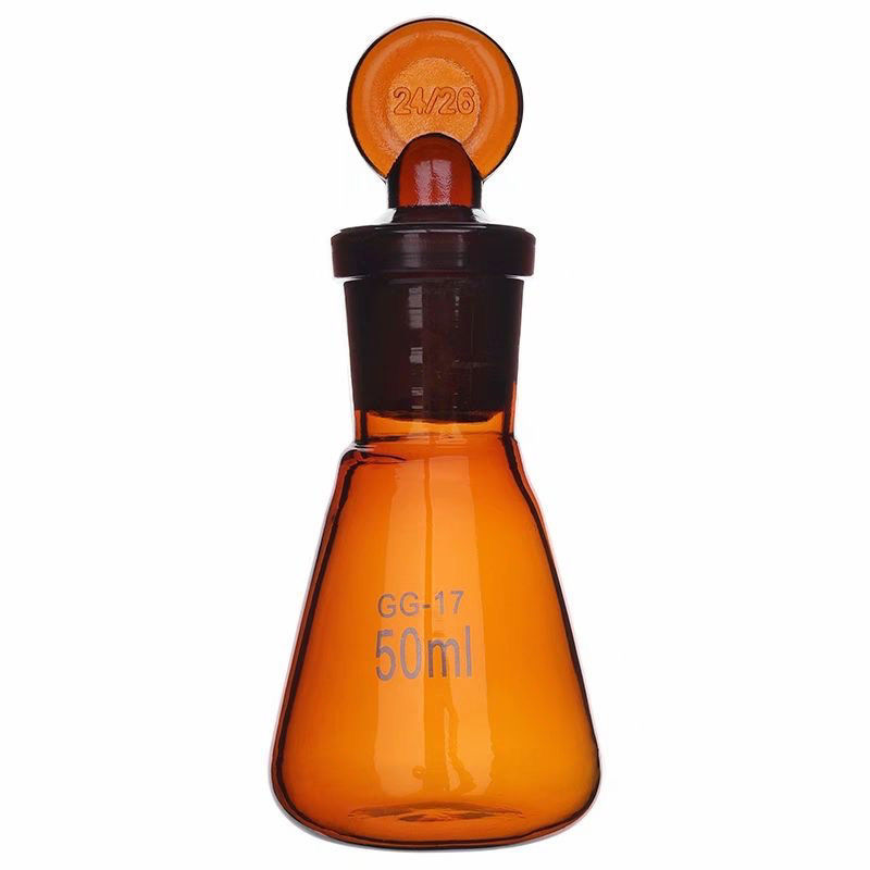 แก้วสีน้ําตาล Erlenmeyer Flask Erlenmeyer Flask with Stopper 50ml100ml250ml Erlenmeyer Flask/Cola 3.