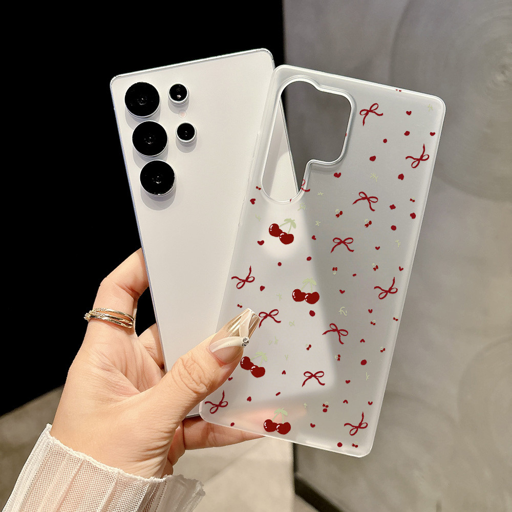 เชอร์รี่โบว์ เคสโทรศัพท์ For Samsung A27 A37 A57 S26 UItra A17 A07 A16 A06 A15 A35 A36 A55 A56 โปร่งใสแบบฝ้า เคส