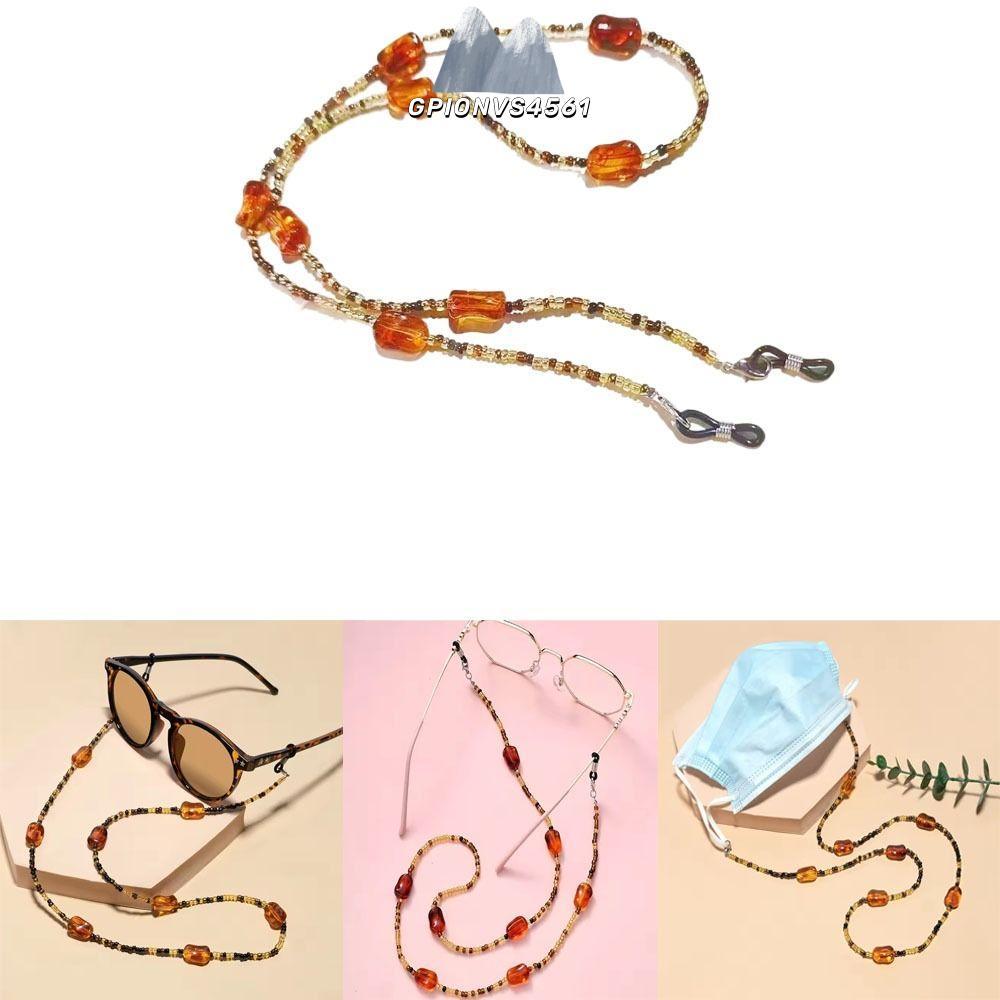 GPIONVS4561 แว่นตาแว่นตากันแดดโซ่, Retro Anti Slip Anti Falling Amber แก้วแว่นตา,แว่นตา Retainer Ant