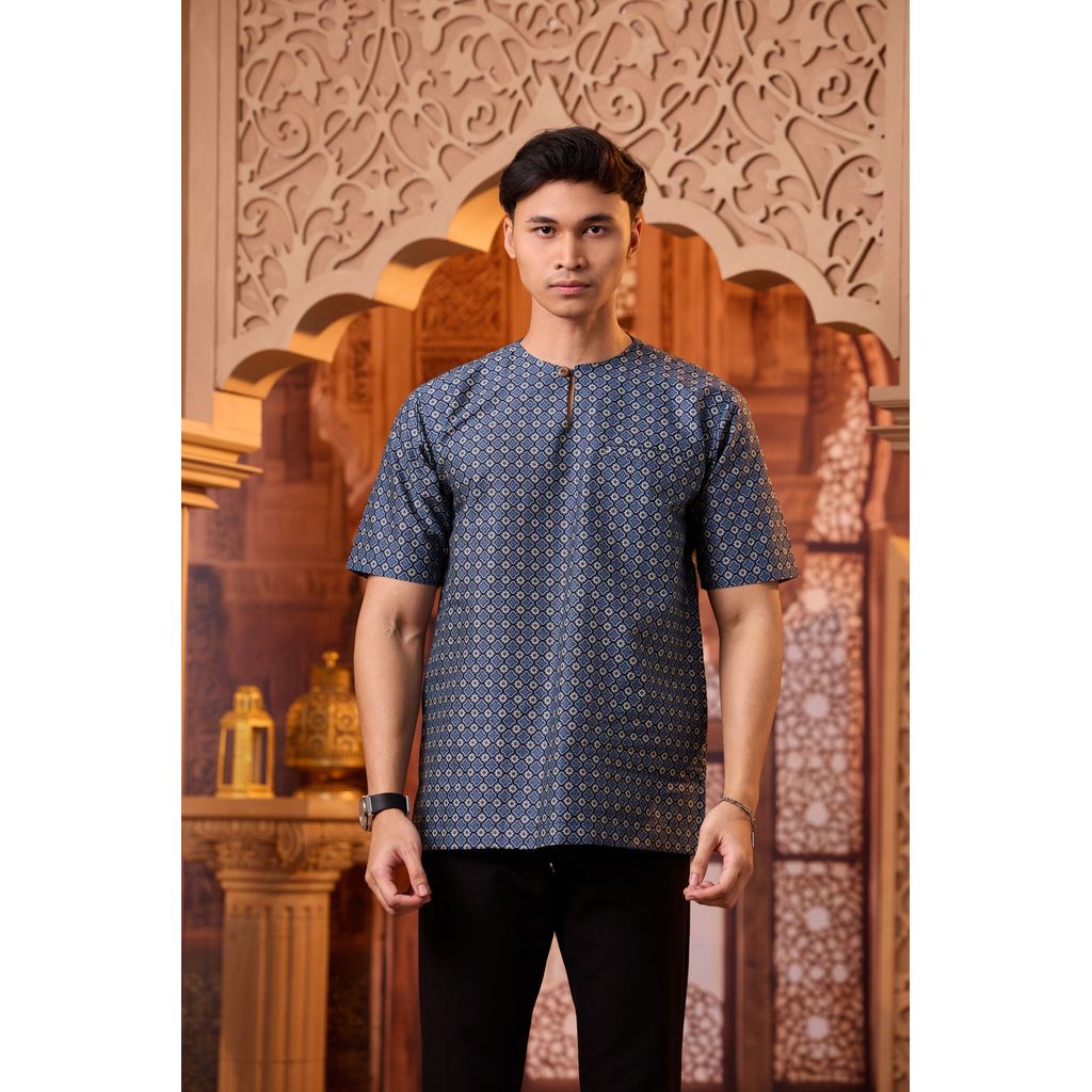 Kurta Batik Haidhar Short Sleeves - สีกรมท่า Dizzy Me