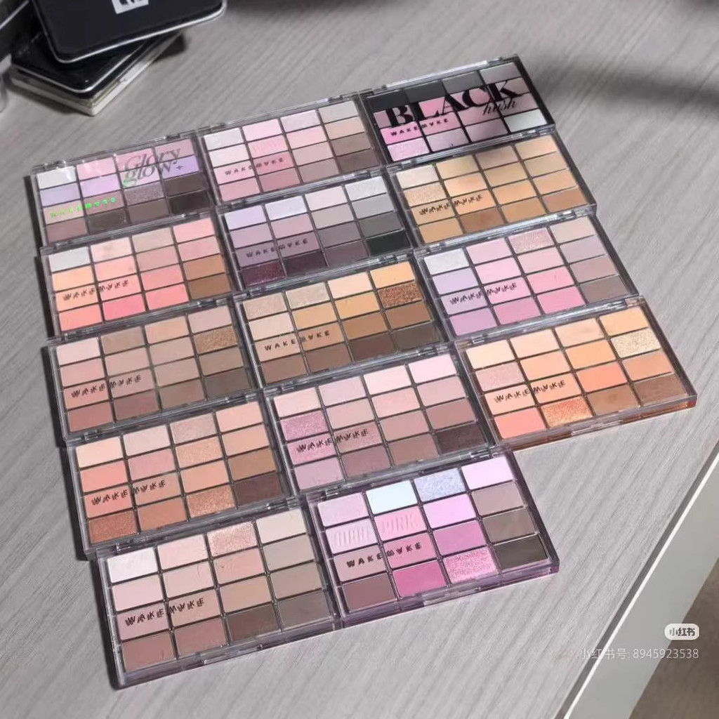 Earth แนวนอน Eyeshadow Palette wakemake Brightening 16 สี Glossy Matte Korean Pearl Silkworm Pink 3J