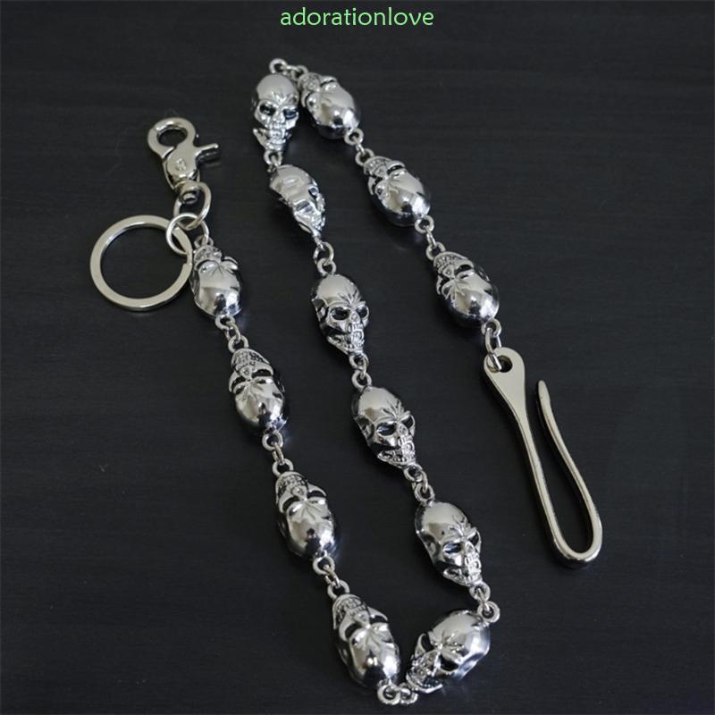 Ador Halloween-Skulls-Head Link Chain Vintage-Skull Charm Wallet Chain Punk Jewelry Jean Chain with 