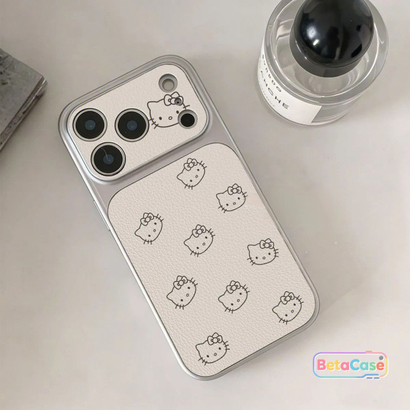 สำหรับ iPhone 17 16 15 14 13 12 13Pro 14Pro 15Pro 16Pro เคสไอโฟน เคสแมวคิตตี้ ลายทาง ชุบไฟฟ้า กันกระแทก สำหรับไอโฟน