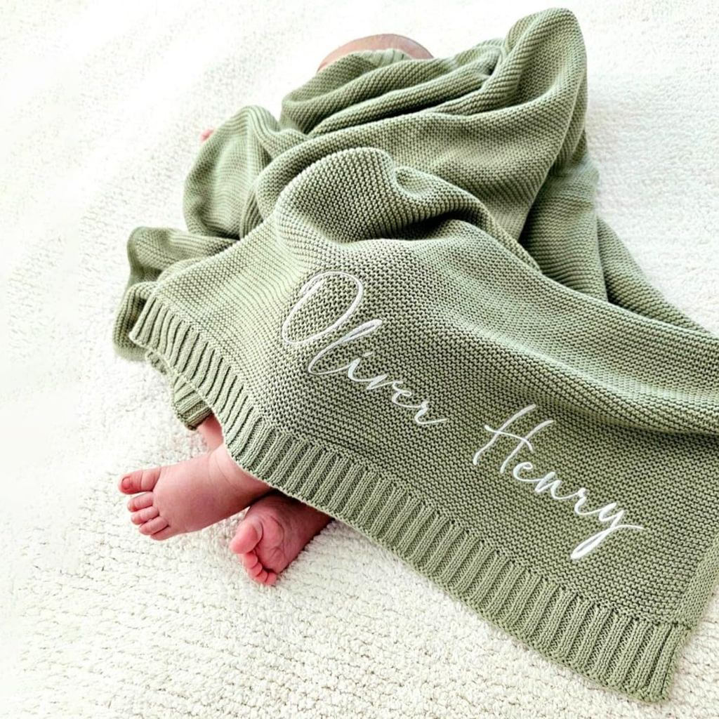 ส่วนบุคคลผ้าห่มเด็ก-ที่กําหนดเองชื่อผ้าห่มทําด้วยมือหนาถักอนุบาลเย็บปักถักร้อยเด็กทารกสาวของขวัญผ้าห