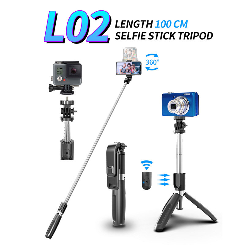ไม้เซลฟี่ L02 Selfie Plus 1m Telescopic Stick Selfie กล้องที่เข้ากันได้ Selfie Stick 26.3.18