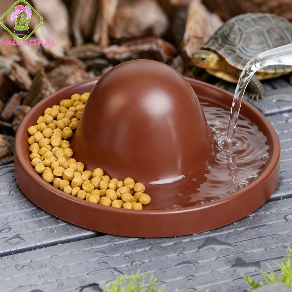 VALENTINE สัตว์เลื้อยคลาน Feeder ชาม, Escape Proof ทนต่อการสึกหรอเต่าอาหารจาน, Feeding Station รอบพลาสติกปากกว้าง Pet Feeder อ่างล้างหน้าสําหรับสัตว์เลื้อยคลาน