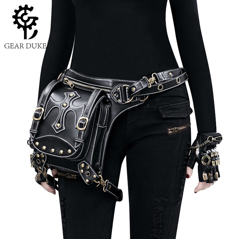 พร้อมสต็อก TEMU กระเป๋าสตรีสไตล์ใหม่ยุโรปอเมริกัน Punk Retro กลางแจ้งไหล่เดียวกระเป๋าแนวทแยงหญิงสูง 