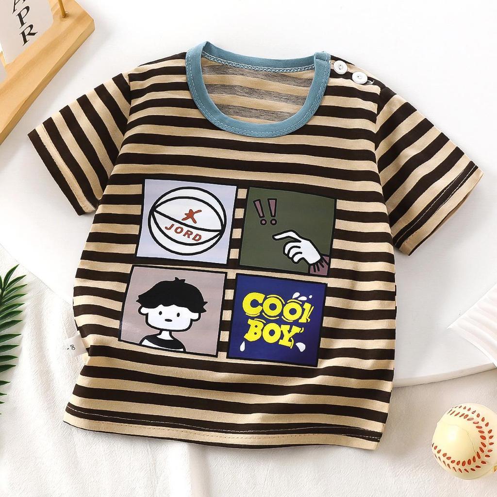 CC Stores ชุดเด็ก สือแขนสัน ลายน่ารัก ใส่สบายๆ ใส่ได้ทั้งเด็กหญิง  ไซส์：80-120cm“DA-O”【Kid's Kingdom