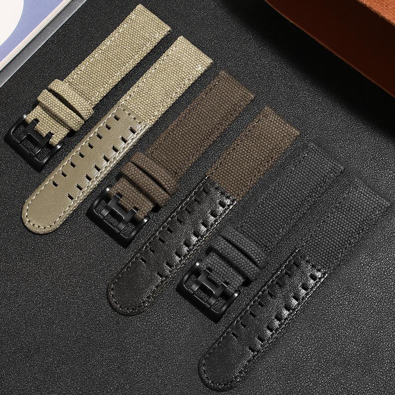 เหมาะสําหรับ Hamilton Khaki Field H68201993 ชม.70605963สายนาฬิกาหนังวัวไนล่อนสีกากี