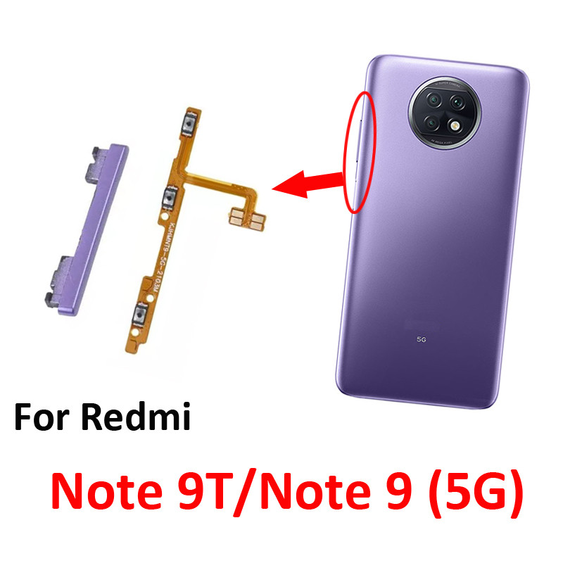 โทรศัพท์ปุ่มปรับระดับเสียงไฟสําหรับ Xiaomi Redmi หมายเหตุ 9T ใหม่ปิดลง Key Flex Cable Part สําหรับหมายเหตุ 9 5G