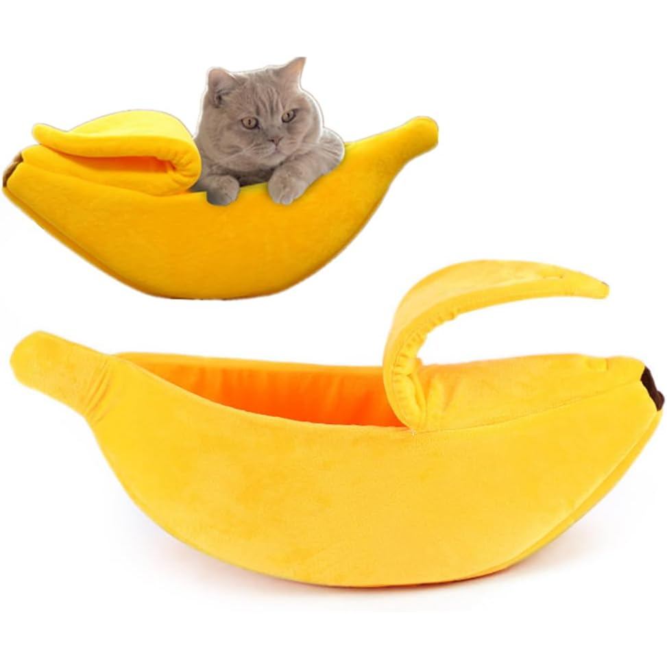 NatureMan Creative Banana Shape Dog Cat Bed, Cute Banana Puppy Pad Kennel Warm and Soft Pet Cat Supp