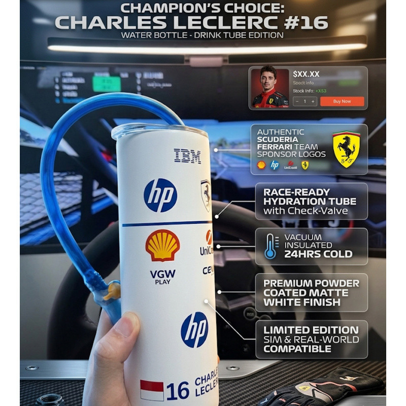 F1 แก้วน้ําตรงสแตนเลสทีมเฟอร์รารี | Grand Prix Themed ขวดน้ําหุ้มฉนวนพร้อมหลอด