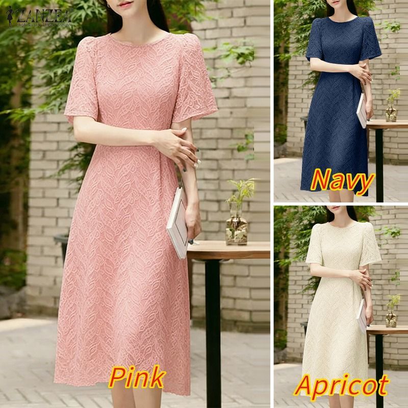 ZANZEA กระโปรงทรง A-line สำหรับผู้หญิง สไตล์เกาหลี งานcrochet ละเอียด พร้อมสายเดรสและเข็มขัดยึดเอว — صورة 3