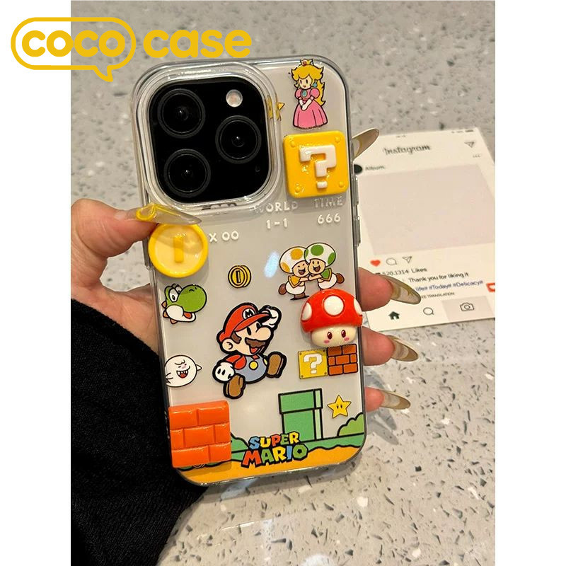 เคสไอโฟน 17/17 Pro/17 Pro Max/16/15/14/13/12/11 มาริโอ้ การ์ตูน ครีม IMD ฟิกเกอร์สามมิติ ครบชุด สวยทนทาน