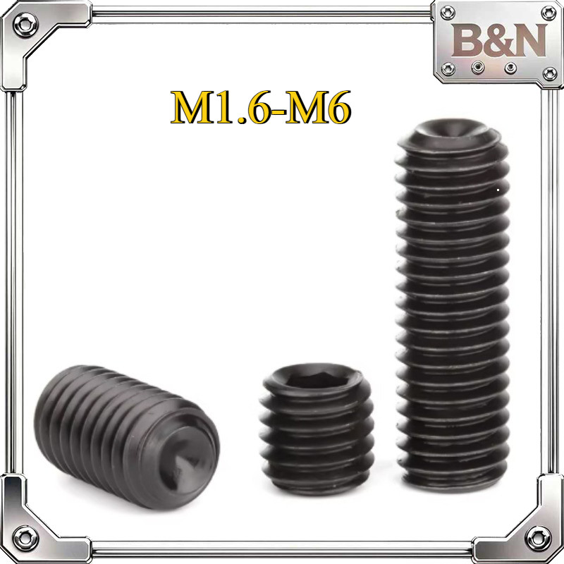 สีดำ 12.9 ระดั สกรู ตัวหนอน หกเหลี่ยม ปลายตัด  เกลียวมิล หยาบ M1.6/M2/M2.5/M3/M4/M5/M6/ Hex Socket S