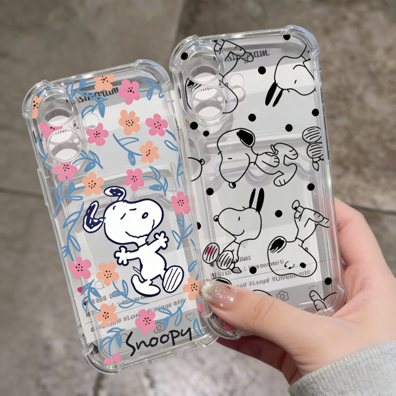 Snoopy Card Holderเคสโทรศัพท์สําหรับIphone 13 Pro Max 12 11 Pro XR XS Max X 7 8 Plus Iphone13 Softกร