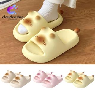 รองเท้าแตะแมวนุ่ม ด้วยส้นเท้าหนา สีทึบ ออกแบบมาเพื่อกันลื่นใ…