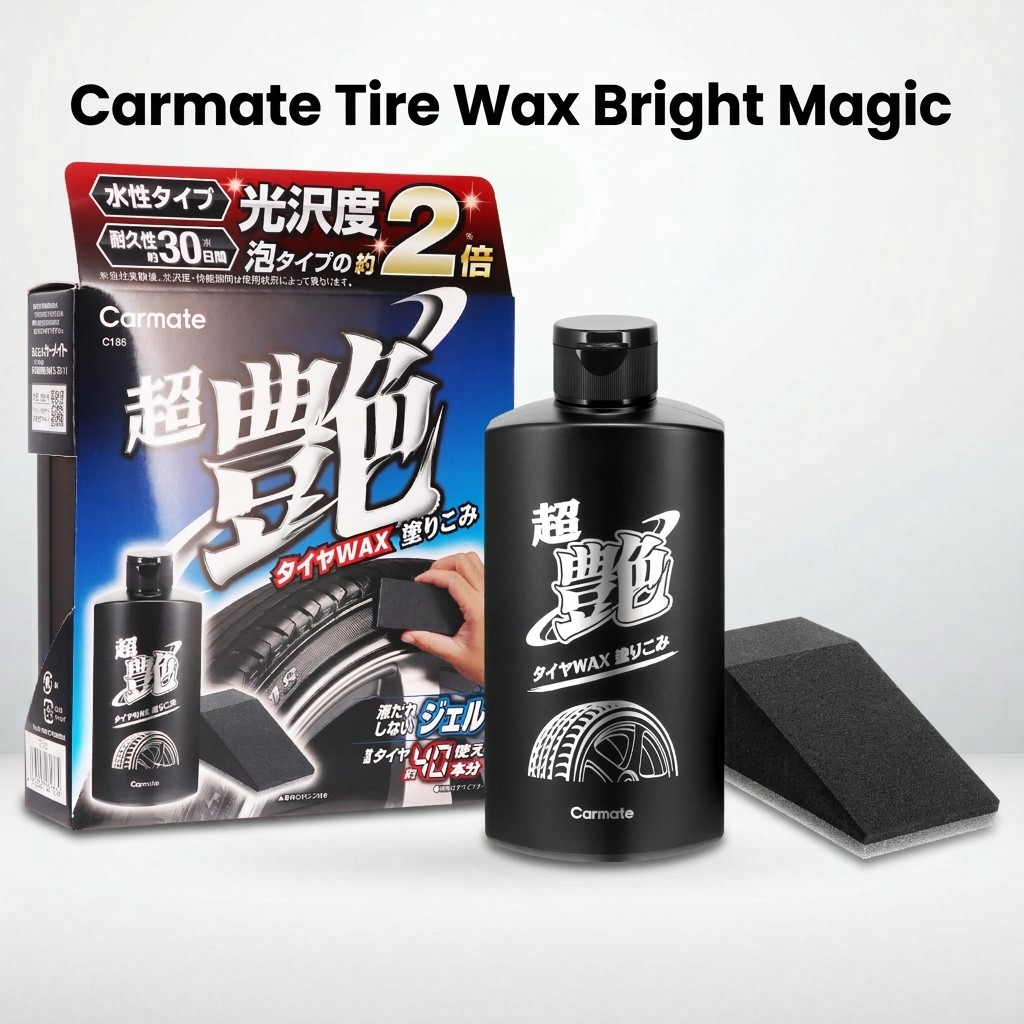 Carmate Tire Wax Shine Magic - Premium Tire Care Set (2 Bottles, 480ml Each)