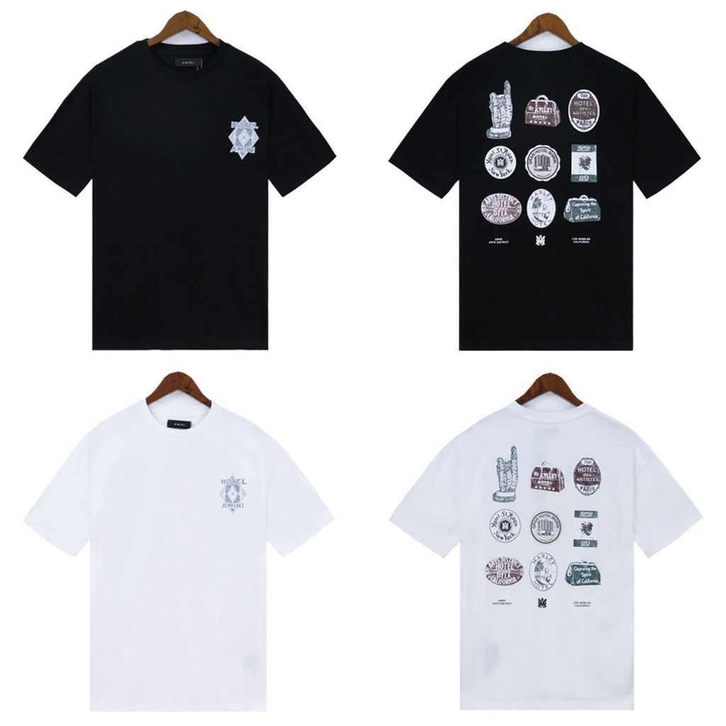AMIR1 HOTEL HOTEL โลโก้พิมพ์ผ้าฝ้ายแท้ลําลองแขนสั้นเสื้อยืดผู้ชายผู้หญิง