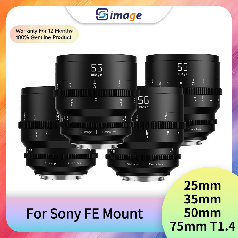 SG Image 25mm 35mm 50mm 75mm T1.4 รูรับแสงขนาดใหญ่ MF Full Frame Cinema เลนส์ไล่ Wind Series สําหรับ