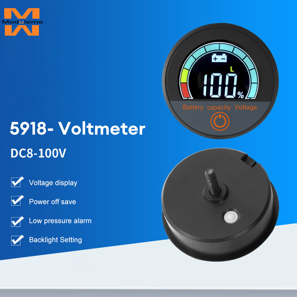 5918 DC8-100V รอบ DC โวลต์มิเตอร์ไฟแสดงสถานะกันน้ํา Universal Digital Display Meter Head