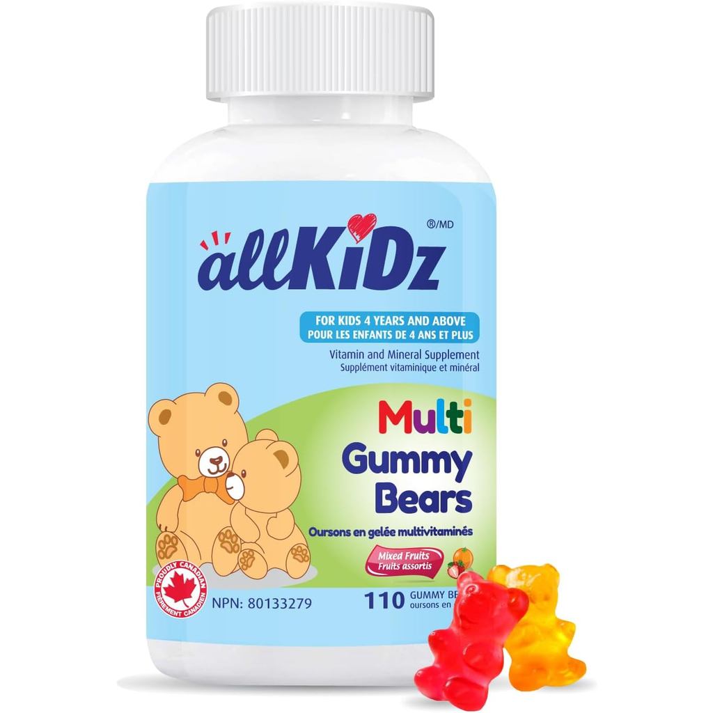 AllKiDz Multivitamin Gummy Bears สําหรับเด็ก เด็ก Made in Canada, Complete Multi Vitamin Mineral ple