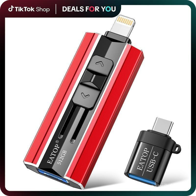 EATOP แฟลชไดรฟ์ USB ระบุไว้สําหรับ iPhone iPad, ที่เก็บ Memory Stick สําหรับภาพถ่ายและวิดีโอสํารอง, 