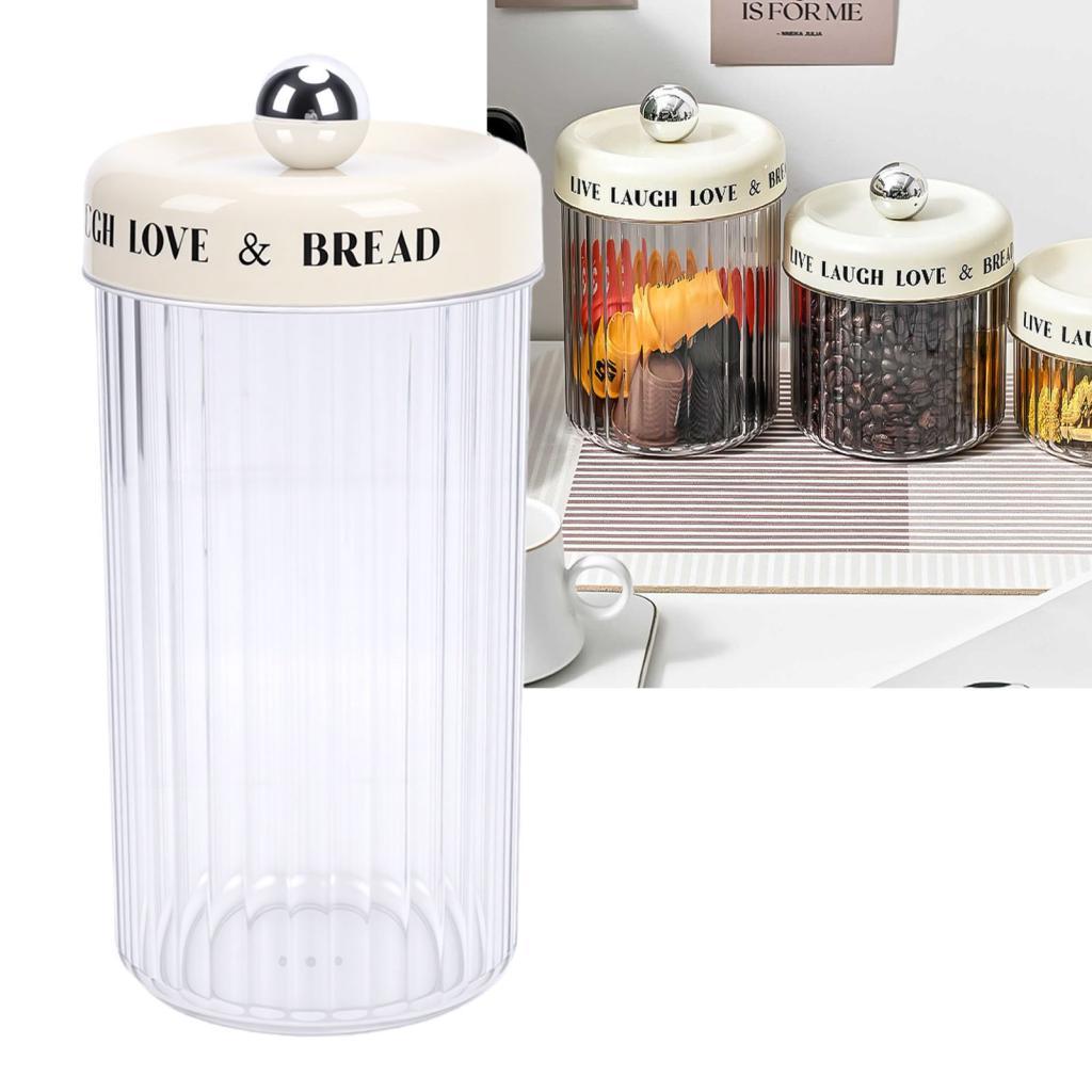 Romanticshop โถเก็บอาหารสุญญากาศใส 2.5L - 4.53x9.65 นิ้วภาชนะพลาสติกสําหรับสินค้าแห้งถั่วและขนมอบ