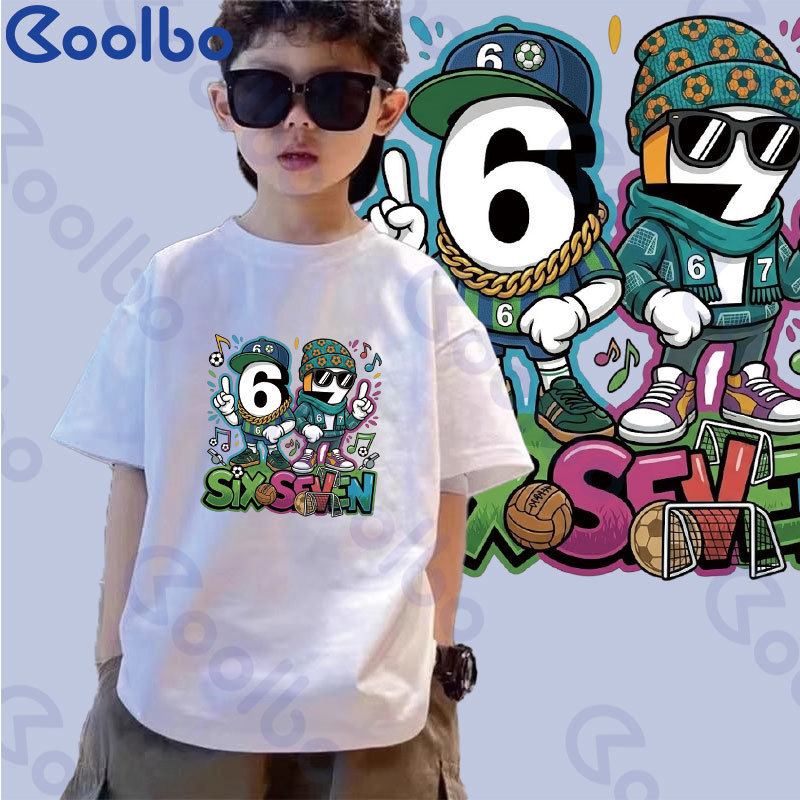 男童T เสื้อยืดอินเทรนด์ 67 รูปแบบเสื้อยืดแขนสั้นคอกลมทรงหลวมสําหรับเด็กผู้ชายมีสไตล์และอเนกประสงค์ R96