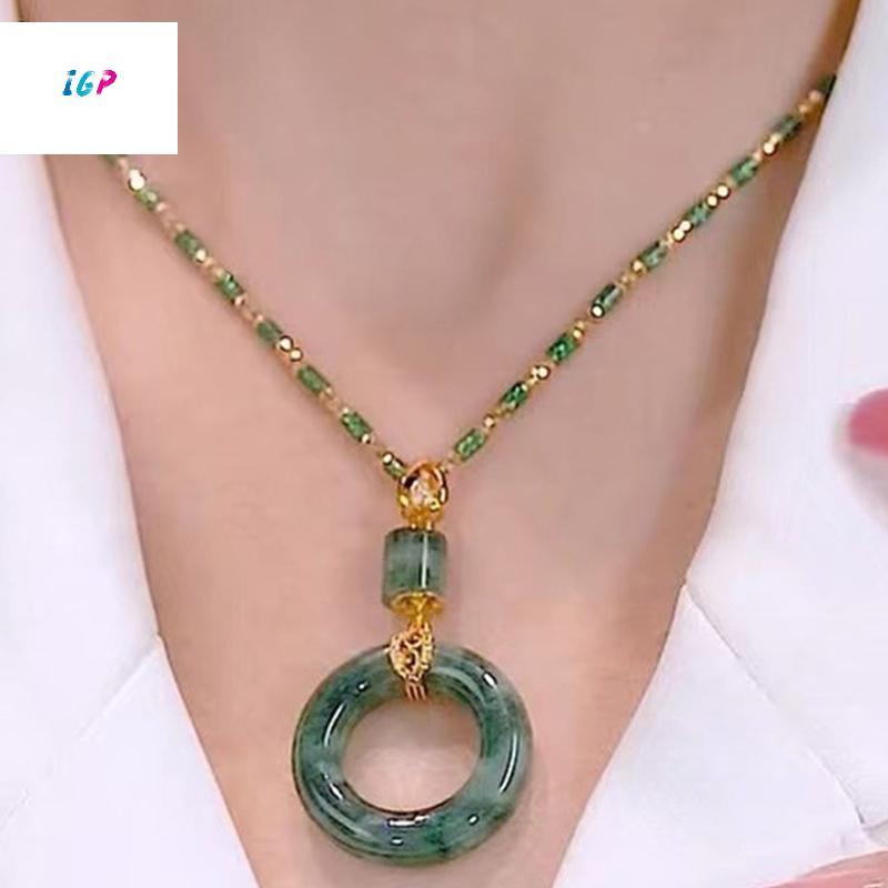 (IGP) ใหม่ Vintage Bamboo Nelace, หรูหราและที่ไม่ซ้ํากันเลียนแบบจี้หยก, วิธีโบราณ Sun Totem Nelace, 