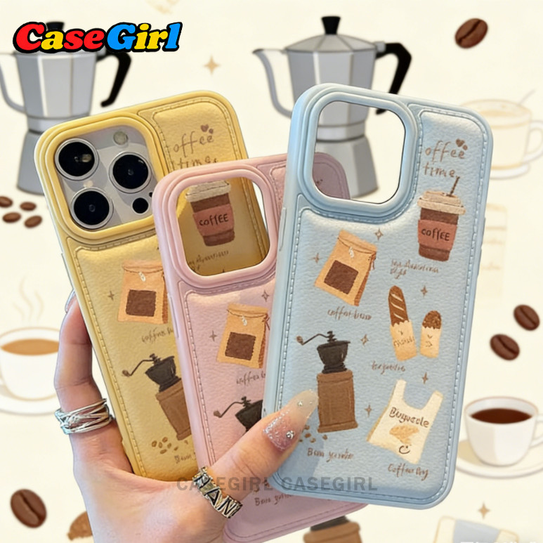สำหรับ iPhone 15 11 XR 17 13 16 12 14 Pro Max 16 14 15 Plus เคสไอโฟน กาแฟขนมปัง สบายๆ หนัง