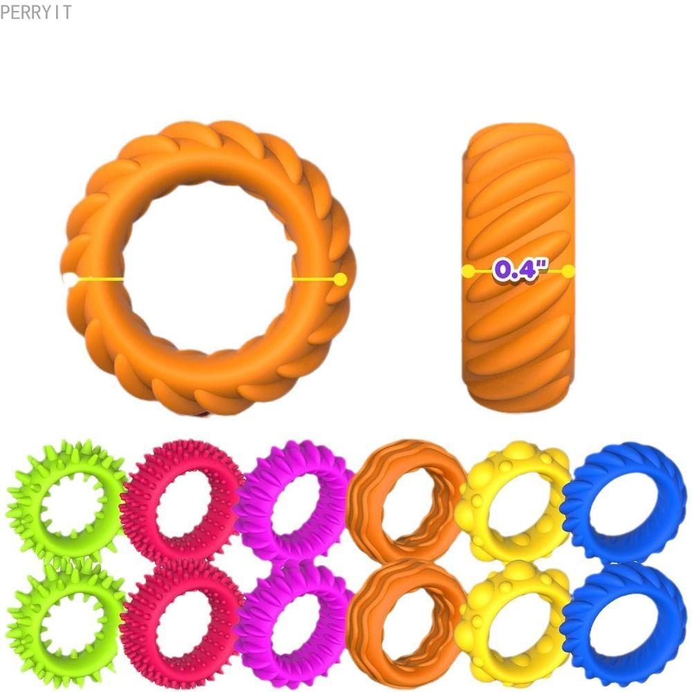 PERRY เงียบ Decompressors แหวน,เคล็ดลับยืด Sensory Fidget แหวน,นุ่มซิลิโคนที่ไม่ซ้ํากันเพิ่มความสนใจซิลิโคน Sensory แหวนของขวัญวันหยุด