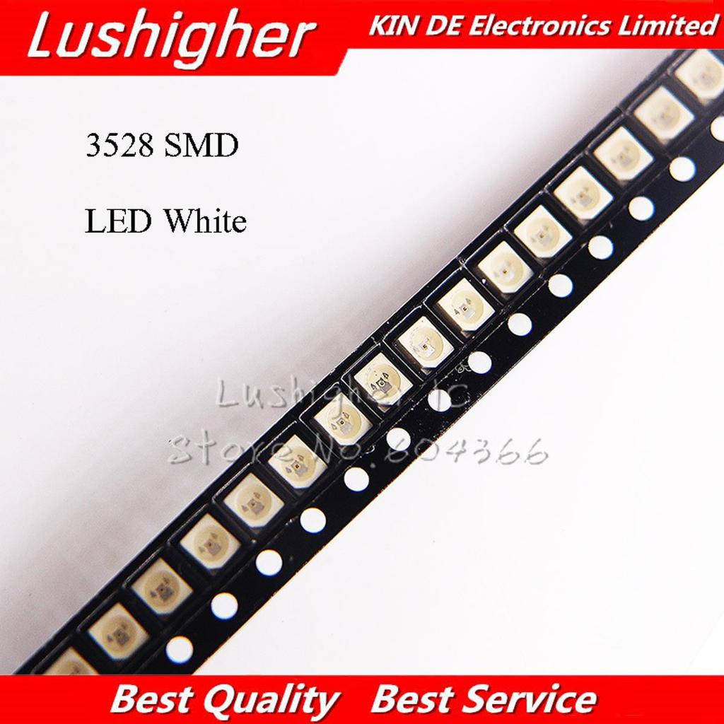 100 ชิ้นสีขาว 3528 1210 SMD LED ไดโอดแสง