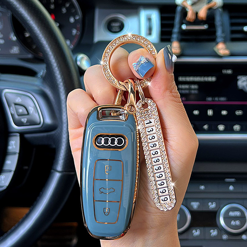 เหมาะสําหรับ Audi a6l ฝาครอบกุญแจรถ 21 ใหม่ a3 กรณี q7 A7 High-End Q8a4lRS High-End รอบหัวเข็มขัด D 