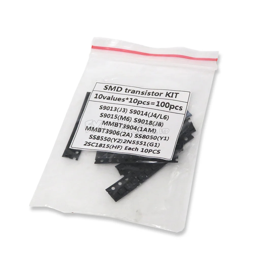 10kinds X10pcs = 100pcs SOT-23 ชุดทรานซิสเตอร์ SMD S9013 S9014 S9015 S9018 MMBT3904 MMBT3906 SS8050 