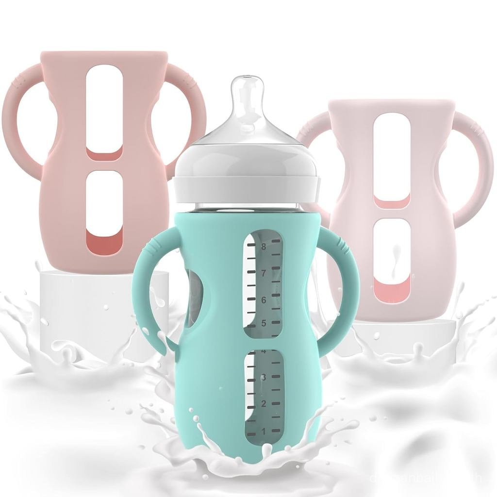 3 ชิ้น Philips Avent ขวดแก้วปลอกซิลิโคนพร้อมที่จับเข้ากันได้กับขวดแก้ว Philips Avent 8 ออนซ์ เหมาะสํ