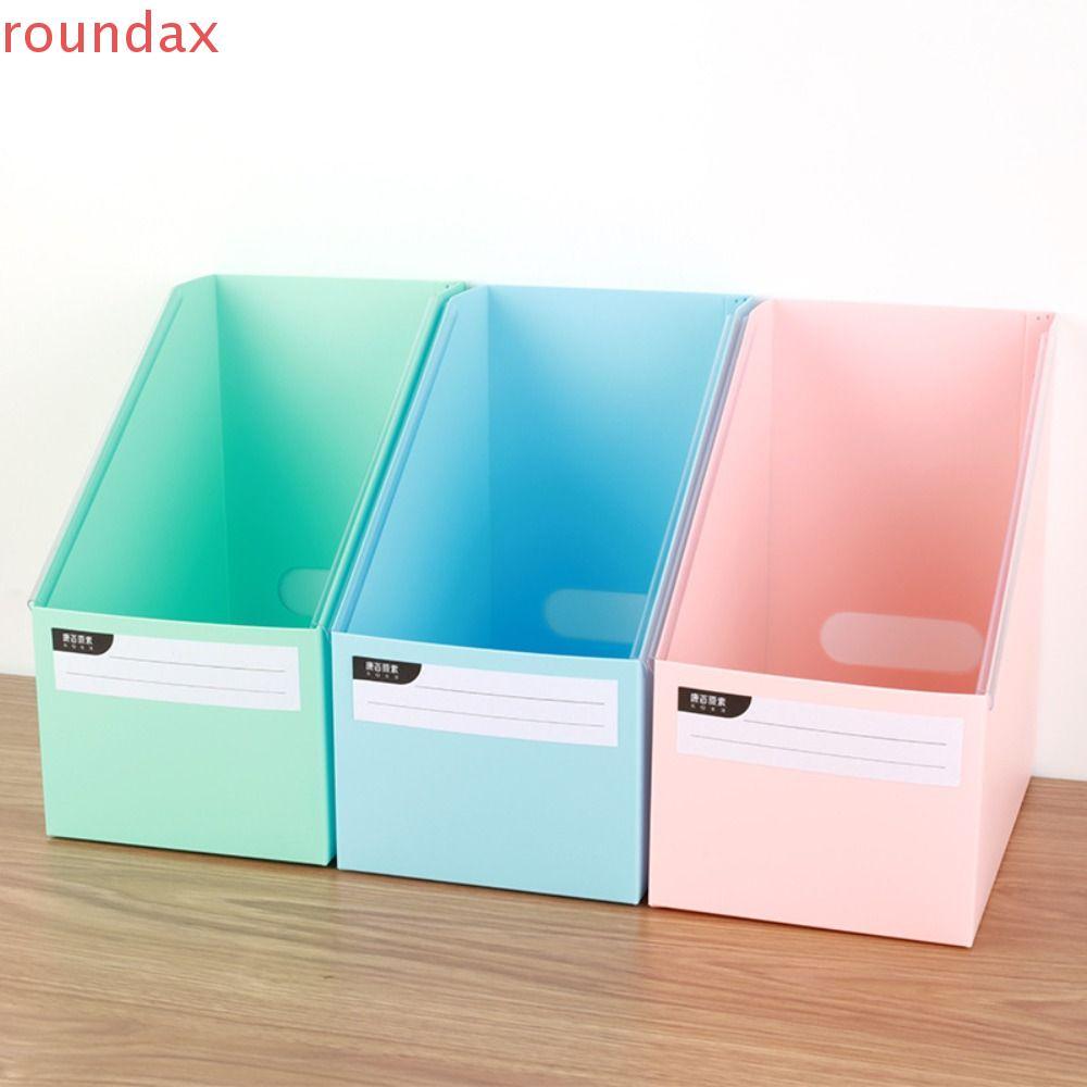 ROUNDAX กล่องเก็บหนังสือตั้งโต๊ะ, กล่องเก็บหนังสือแบบพับได้พลาสติกกันน้ํา, Simple A4 ความจุขนาดใหญ่แฟ้ม Sorting Rack Home