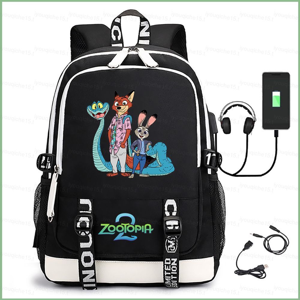 กระเป๋าเป้สะพายหลัง SY5 พิมพ์ลายจากภาพยนตร์ Zootopia เหมาะสำหรับนักเรียน ดีไซน์น่ารักของ Judy Hopps และ Nick Wilde