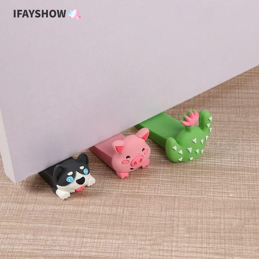 IFAYSHOW กันชนประตู, ซิลิโคนบ้านบล็อกลิ่มประตู, ตัวหยุดประตูป้องกันการชน Shock Absorbent Reusable Floor Holder
