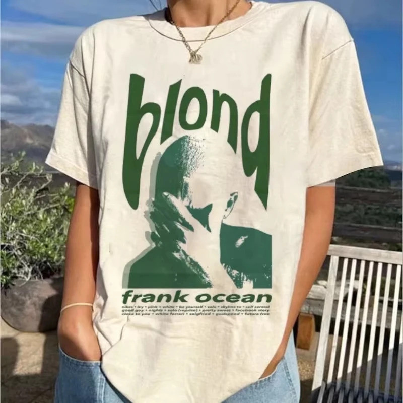 เสื้อยืดผู้หญิงสไตล์วินเทจอเมริกันลาย Blond Frank Ocean เสื้อยืดแฟชั่นวินเทจใหม่สำหรับผู้ชายและผู้หญิง สตรีทแวร์