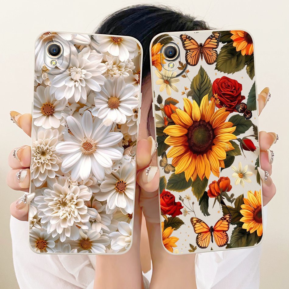 สําหรับ OPPO A37 A37f A37fw A37m Neo9 เลนส์ป้องกันกรณี OppoA37 37f 37fw สวย Daisy Sunflower ซิลิโคนน
