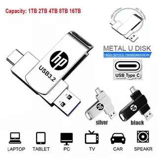 2 in 1 OTG type c usb แฟลชไดรฟ์โลหะ Memory Stick Usb 3.0 flash Disk 1/2/4/8/16TB USB3.2 Dual C Pendrive สําหรับคอมพิวเตอร์และโทรศัพท์มือถือ