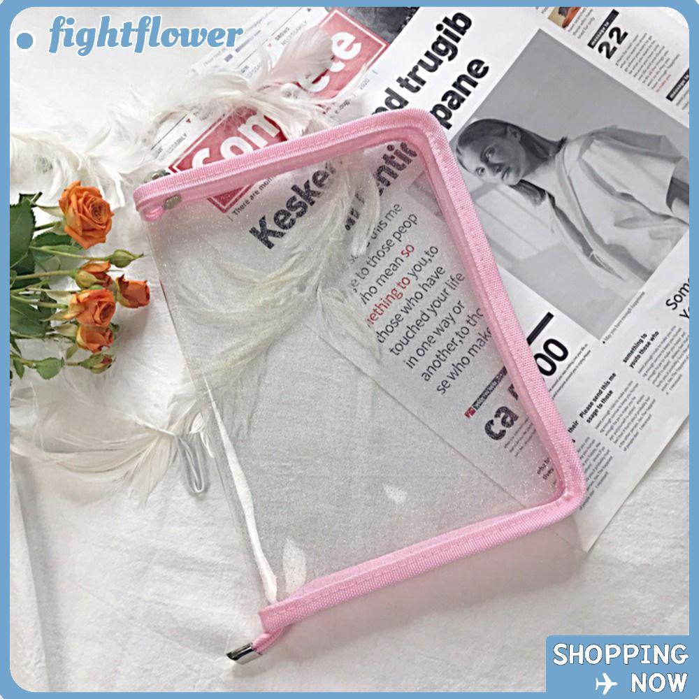 FIGHT Zip Pocket Bag, PVC Transparent File Folder Bag, A5 Office Supply Desk Organizer School Statio