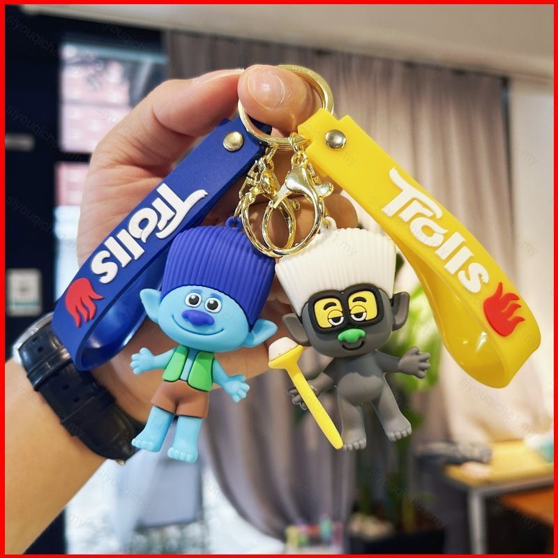SY2 การ์ตูนน่ารัก Trolls พวงกุญแจสาขา Poppy Tiny Diamond DJ Suki กระเป๋าจี้พวงกุญแจ YS2