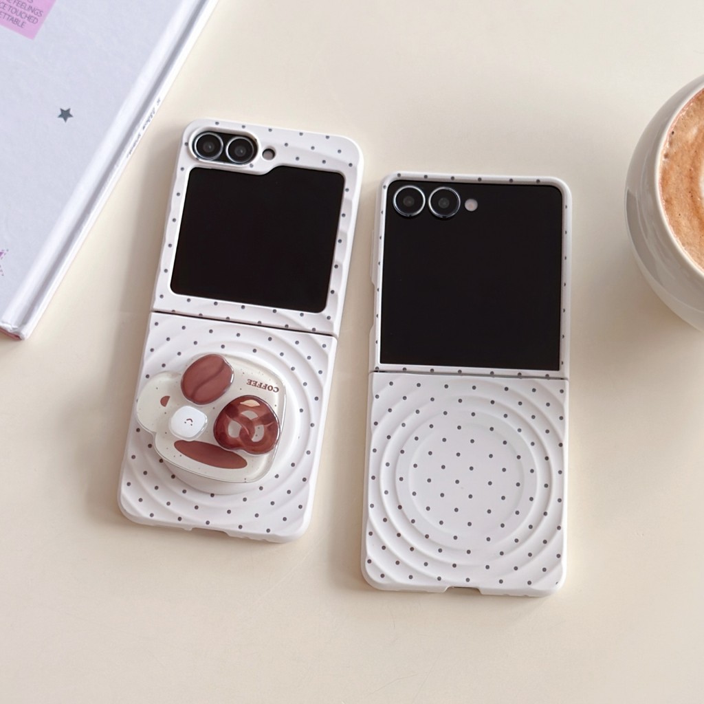 Ins Simple Magnetic Polka Dots Ripple รูปแบบกรณี Coffee Bean Bracket สําหรับ Samsung Galaxy Z Flip7 