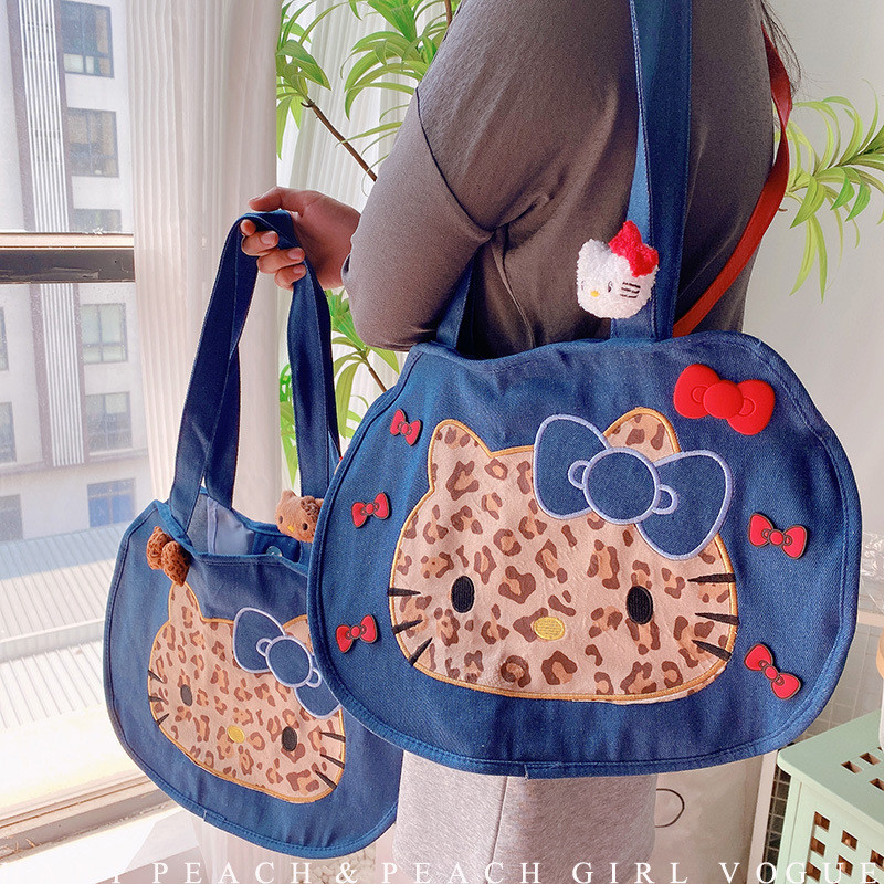 HD9255A06 เสือดาวแมว DENIM ผ้าใบกระเป๋ากระเป๋าถือรถ HD9255A06 เสือดาวพิมพ์แมว DENIM ผ้าใบกระเป๋ากระเ