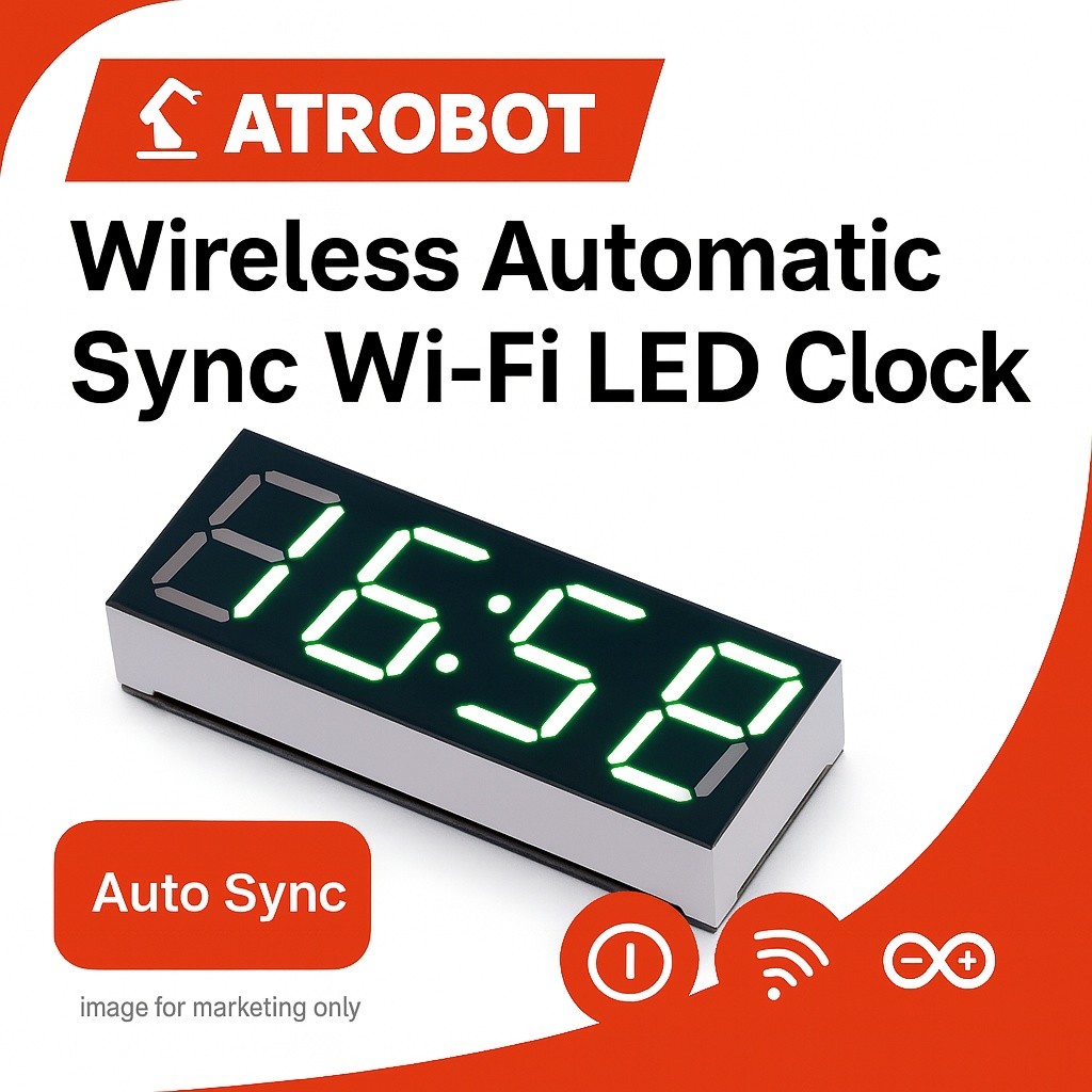 Wireless WiFi Auto Time Sync Clock Module, USB Network Digital LED Night Light DIY